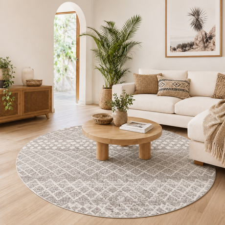 Oasis Selma Silver Tribal Round Rug