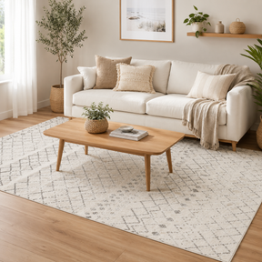 Oasis Selma White Grey Tribal Rug