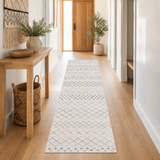 Oasis Selma White Grey Tribal Runner Rug