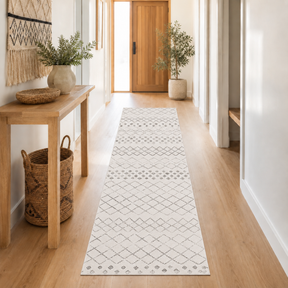 Oasis Selma White Grey Tribal Runner Rug