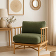 Opal American Oak Armchair - Cypress Green Velvet Cushions