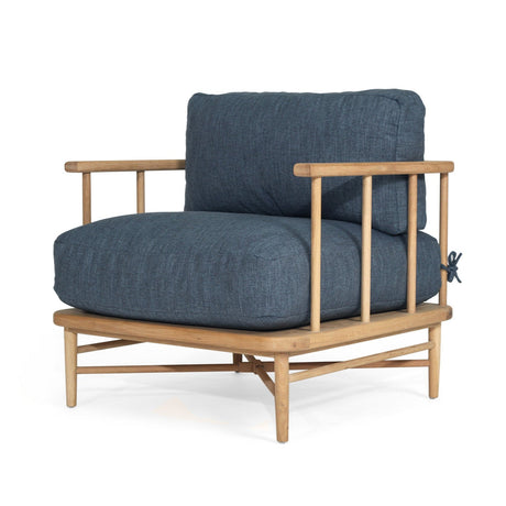 Opal American Oak Armchair - Ink Blue Cushions