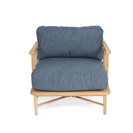 Opal American Oak Armchair - Ink Blue Cushions