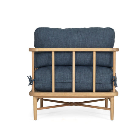 Opal American Oak Armchair - Ink Blue Cushions