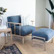 Opal American Oak Armchair - Ink Blue Cushions