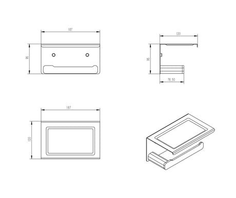 Oskar Paper Holder 187mm