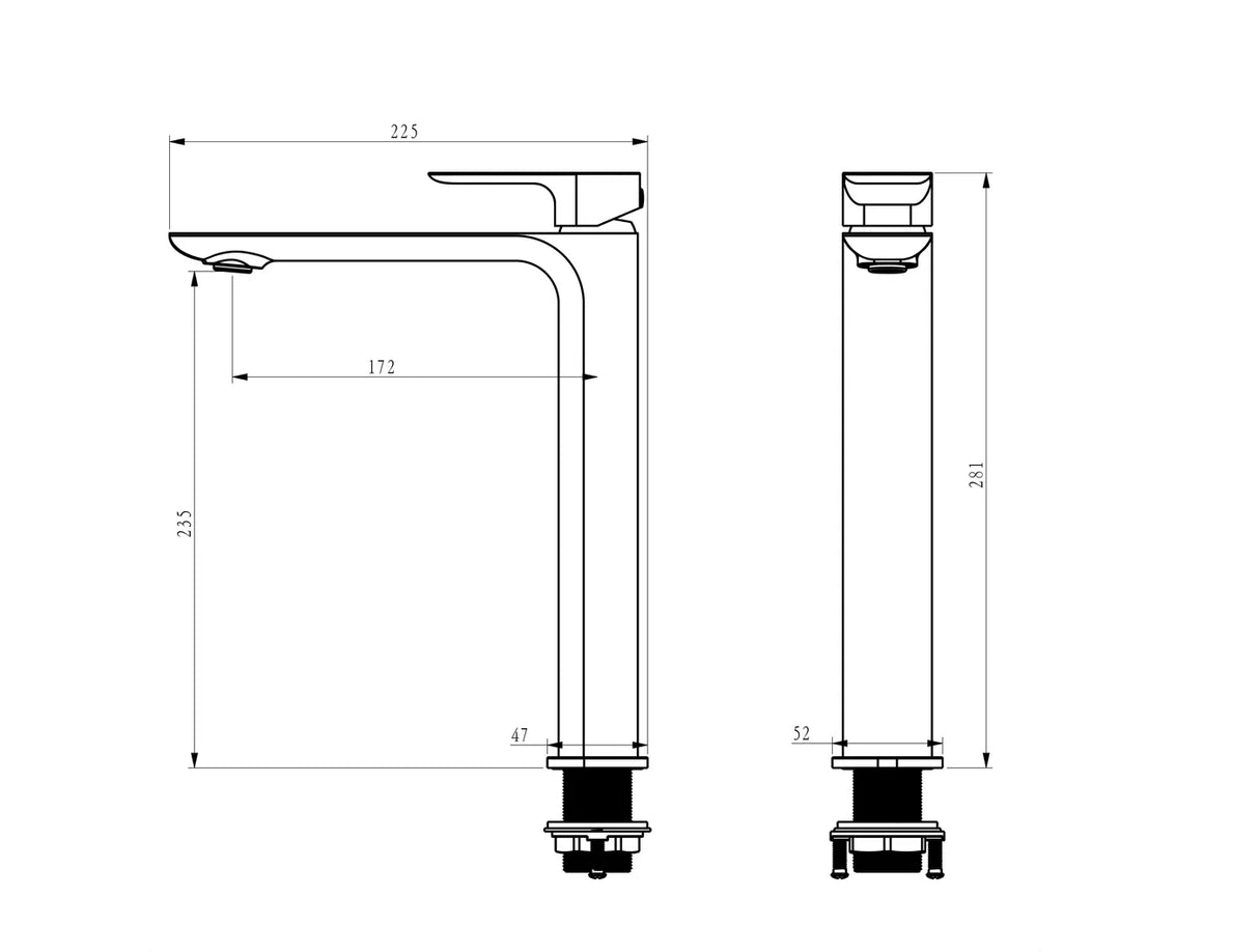 Oskar Tall Basin Mixer drawing