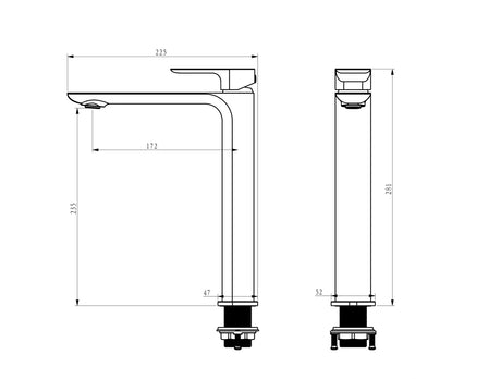 Oskar Tall Basin Mixer drawing