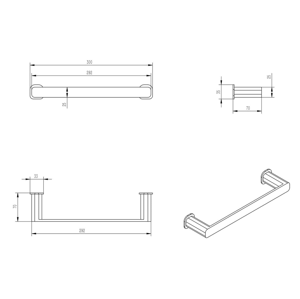 Oskar Towel Bar 300mm