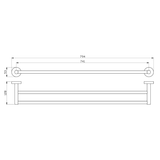 Otus Round Double Towel Rail 750 drawing