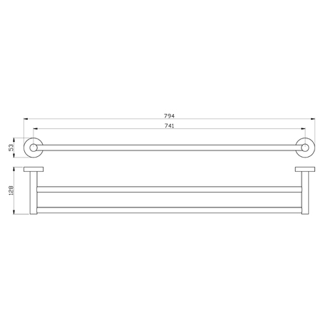 Otus Round Double Towel Rail 750 drawing