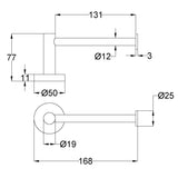 Otus Slimline Toilet Roll Holder - Technical Drawing