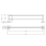 Otus Slimline Towel Rail Double 600mm Drawing