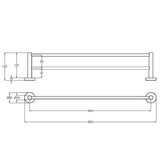 OTUS Slimline Towel Rail Double 900mm - Technical Drawing