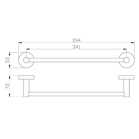 Otus Towel Rail Single 350mm Drawing