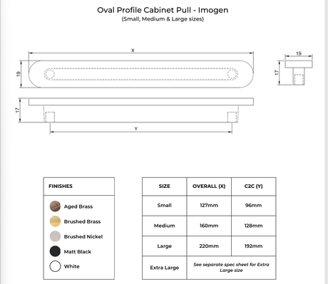 Oval Profile Cabinet Pull - Imogen