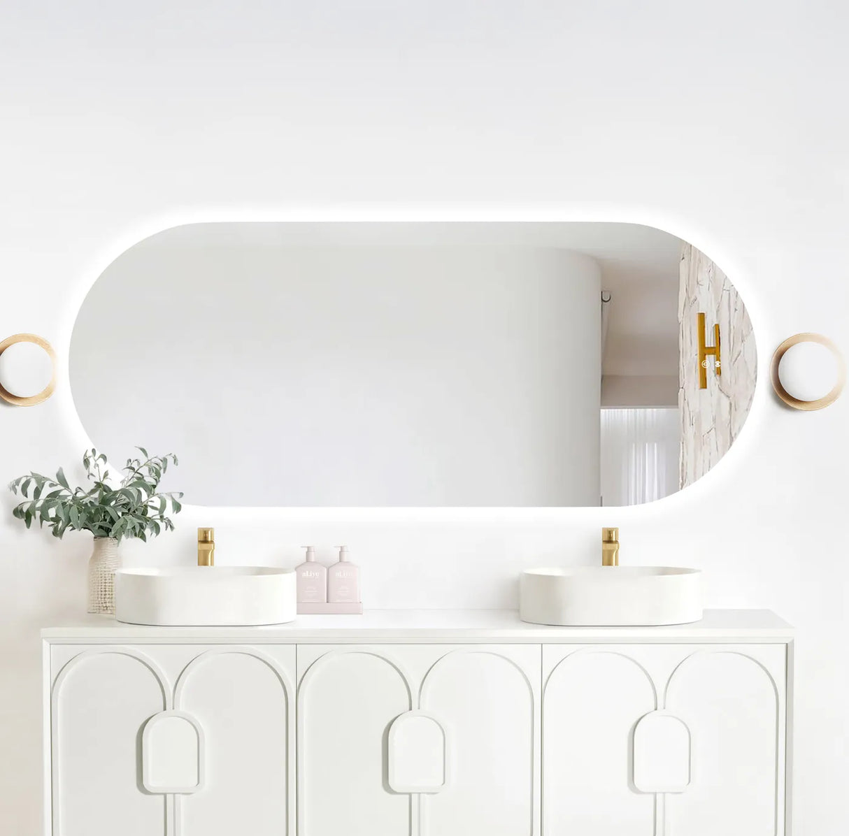 Oval horizontal mirror bathroom-otti