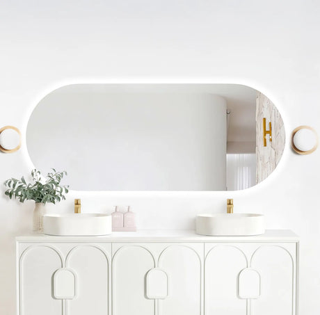 Oval horizontal mirror bathroom-otti