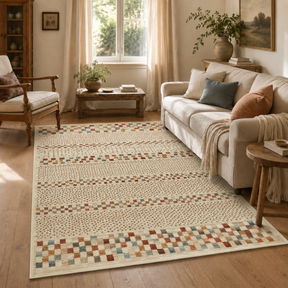 Oxford Squares Bone Rug