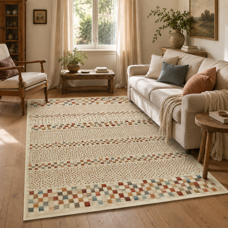 Oxford Squares Bone Rug