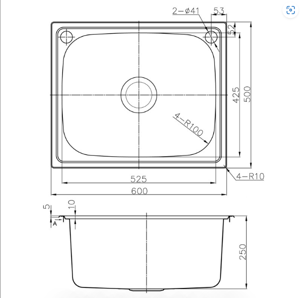 Otus Drop-in Chrome Laundry Sink (600x500x250)