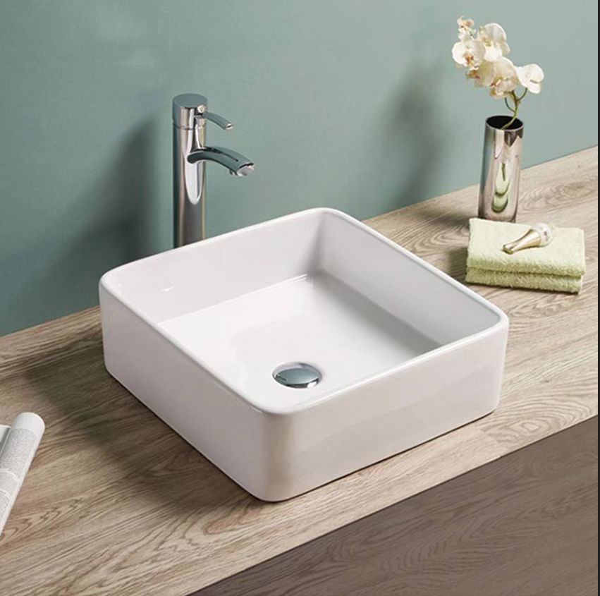 POSEIDON Matte White Ceramic Basin (Square: 360x130mm)