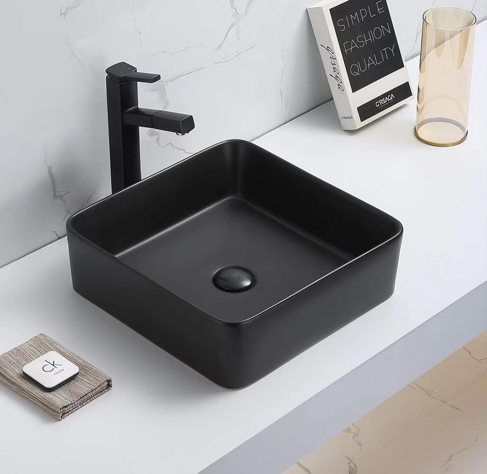 POSEIDON Matte Black Ceramic Basin (Square: 360x360x110)