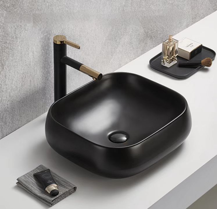 POSEIDON Matte Black Ceramic Basin (Rectangle: 450x400x145)