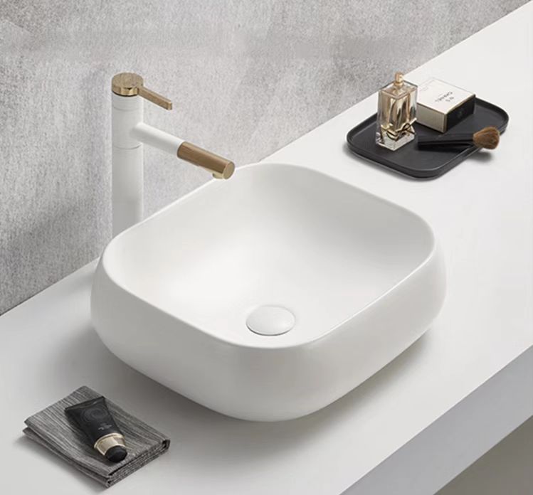 POSEIDON Matte White Ceramic Basin (Rectangle: 450x400X145)
