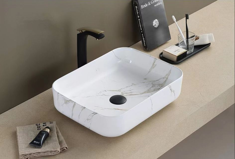 POSEIDON Matte White Carrara Basin (Rectangle: 500x390x130)