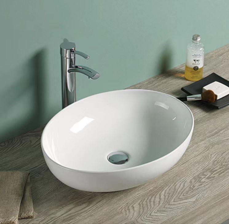 POSEIDON Gloss White Ceramic Basin (Oval: 520x395x130)