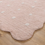 Mellow Rectangle Scalloped Kids Rug Blush Pink: New Arrival