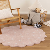 Mellow Round Scalloped Kids Rug Blush Pink