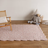 Mellow Rectangle Scalloped Kids Rug Blush Pink: New Arrival