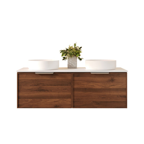 PARIS Wall Hung Vanity Walnut Woodmatt 