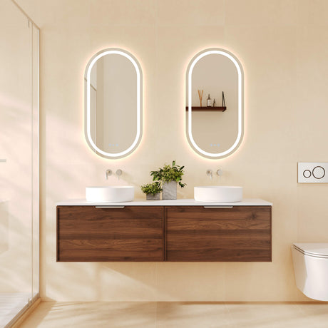PARIS Wall Hung Vanity Walnut Woodmatt 