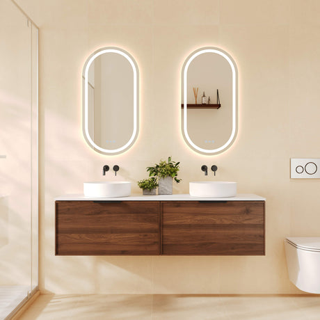 PARIS Wall Hung Vanity Walnut Woodmatt 