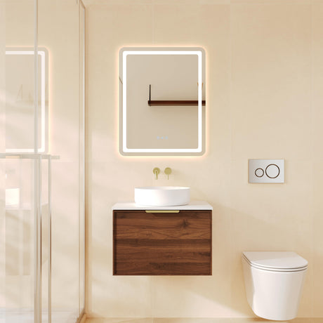 PARIS Wall Hung Vanity Walnut Woodmatt 