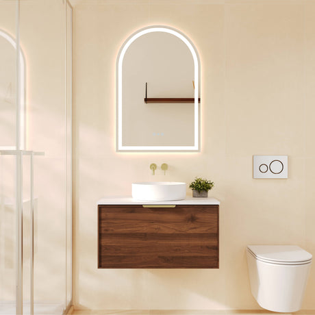 PARIS Wall Hung Vanity Walnut Woodmatt 