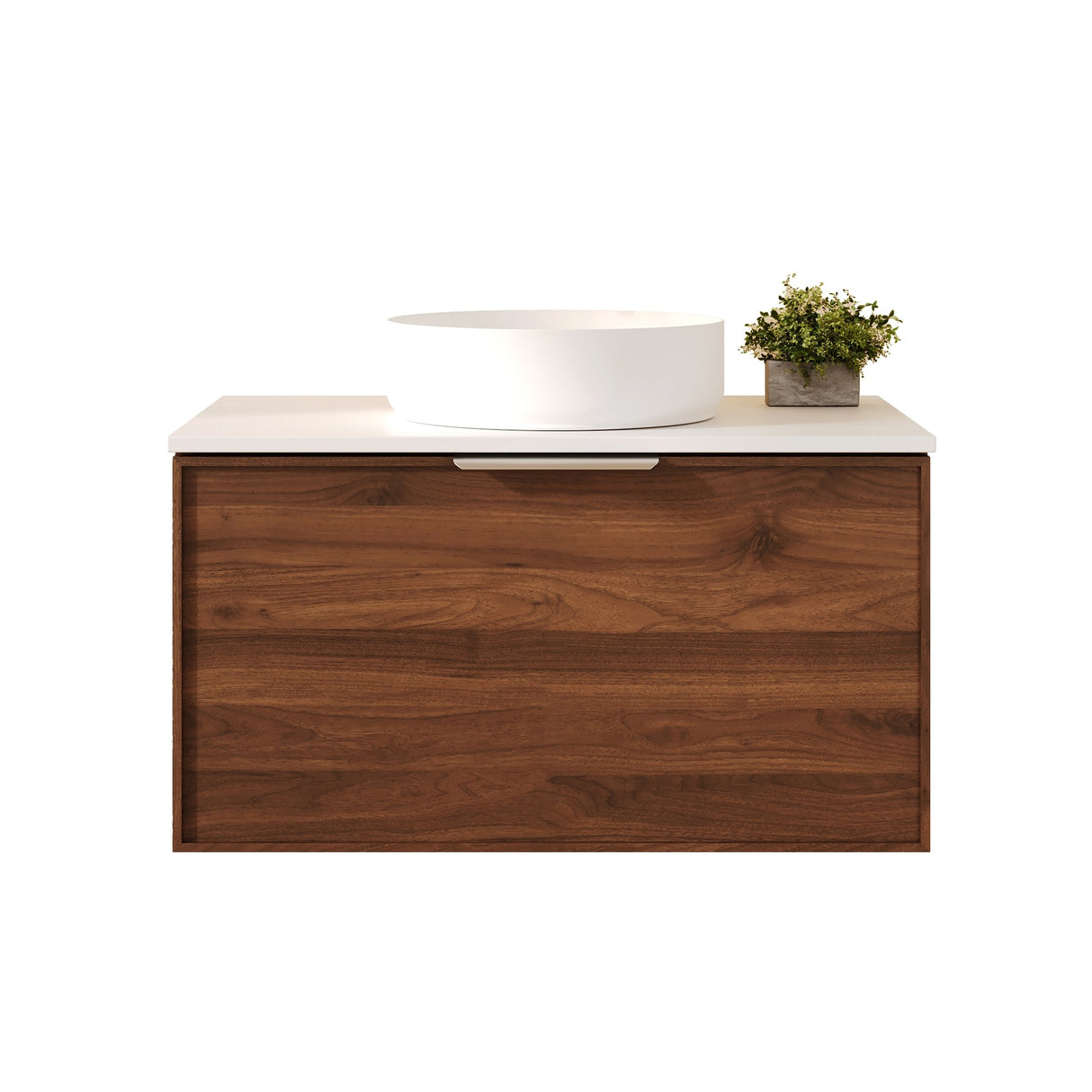 PARIS Wall Hung Vanity Walnut Woodmatt 
