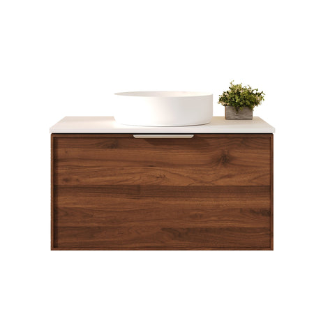 PARIS Wall Hung Vanity Walnut Woodmatt 
