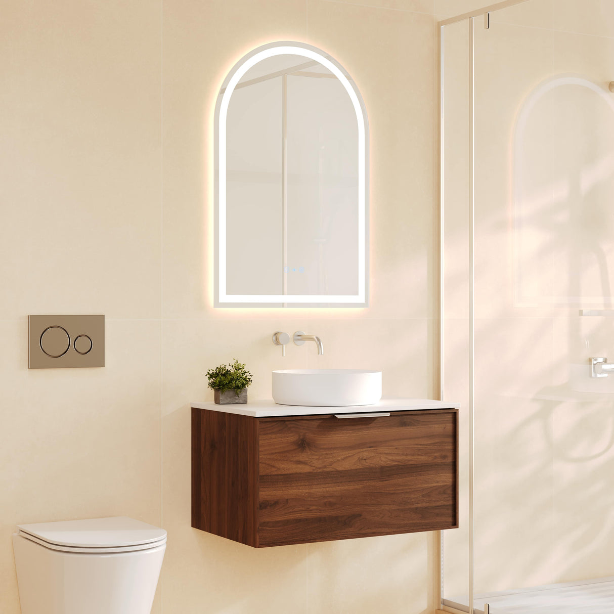 PARIS Wall Hung Vanity Walnut Woodmatt 