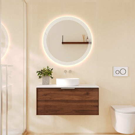 PARIS Wall Hung Vanity Walnut Woodmatt 