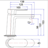 Cora Basin Mixer - Technical Drawing