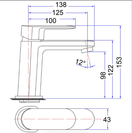 Cora Basin Mixer - Technical Drawing