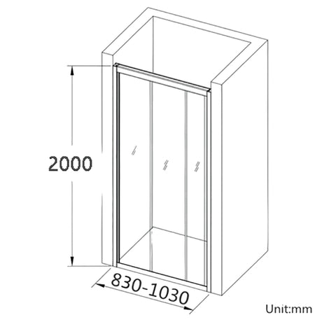 COVEY Wall To Wall Semi-Framed Triple Sliding Door With 3 Panels Shower Screen