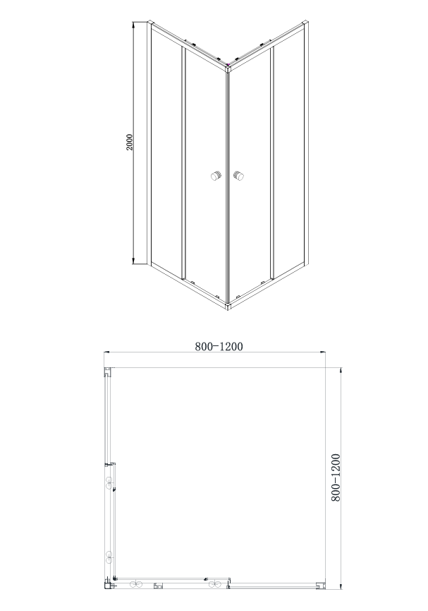 COVEY Semi-Frame Double Corner Sliding Door Square & Rectangular Shower Screen