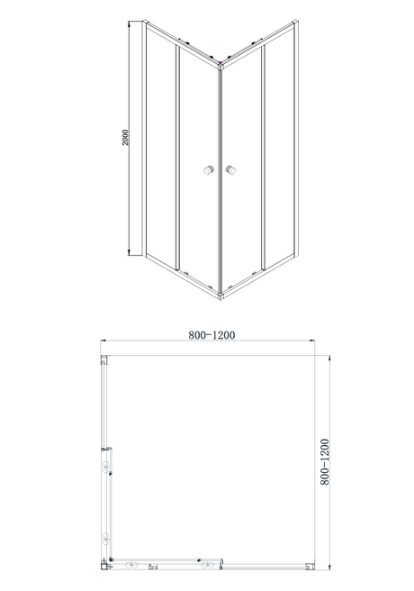 COVEY Semi-Frame Double Corner Sliding Door Square & Rectangular Shower Screen