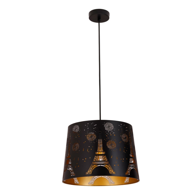 PENSHADE: Interior Slanted with Eiffel Tower Pattern Laser Cut Pendant Lights (Black/ White)