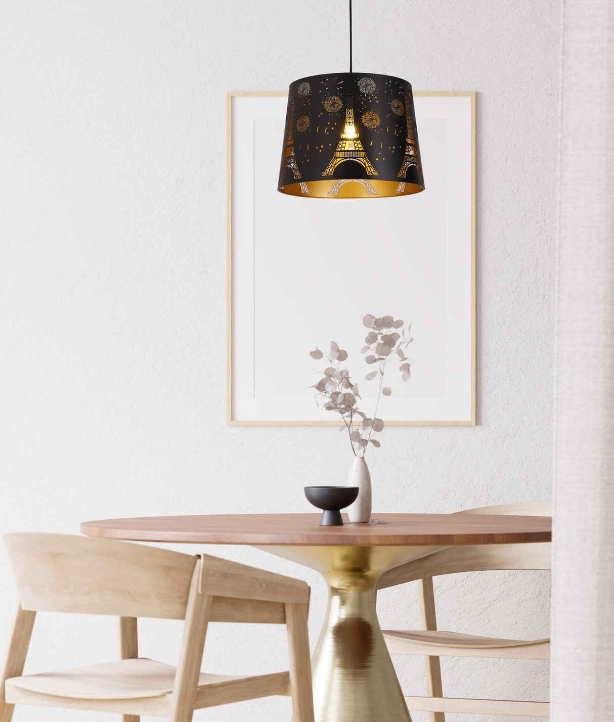 PENSHADE: Interior Slanted with Eiffel Tower Pattern Laser Cut Pendant Lights (Black/ White)